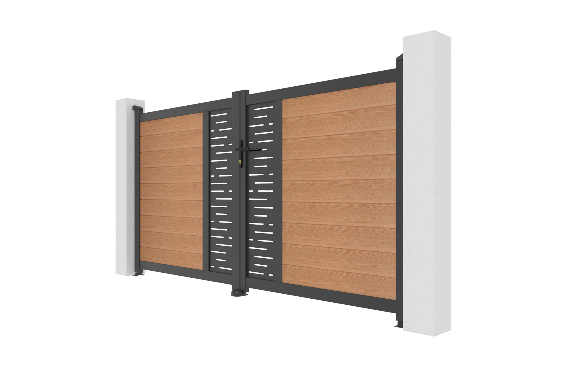 ATHOS ARLBERG 3m H.160cm teak swing gate with aluminum frame, made of composite wood, with aluminum frame 4