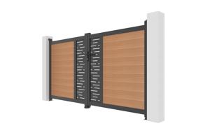 ATHOS ARLBERG 3m H.160cm teak swing gate with aluminum frame, made of composite wood, with aluminum frame 4