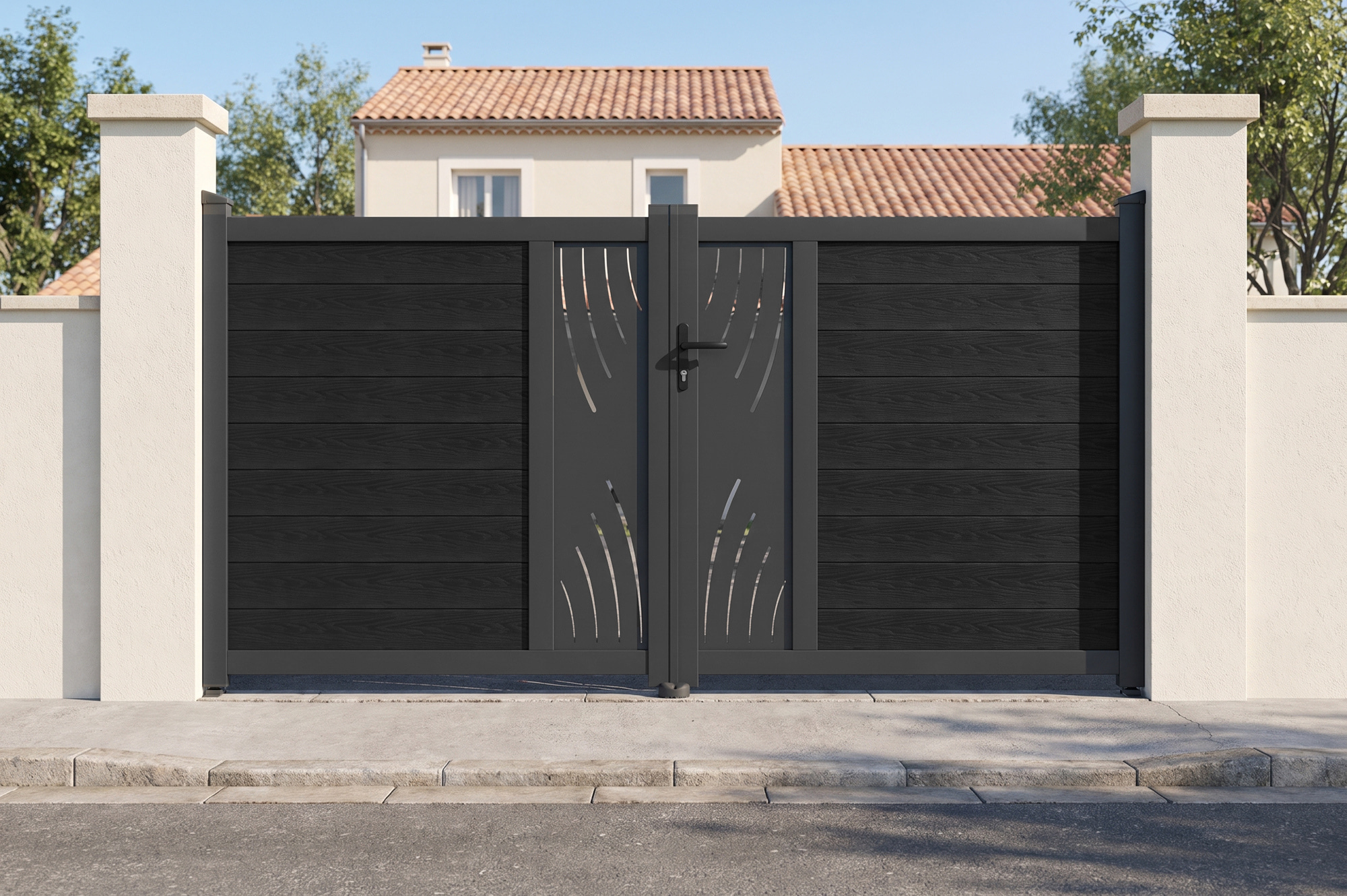 ATHOS VELETA 3m H.160cm Anthracite Grey Swing Gate with Aluminum Frame main_image