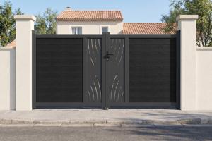 ATHOS VELETA 3m H.160cm Anthracite Grey Swing Gate with Aluminum Frame main image