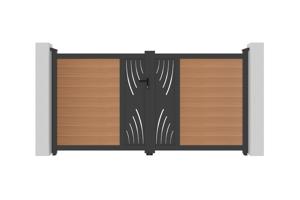 ATHOS VELETA 3m H.160cm teak swing gate with aluminum frame, made of composite wood, with a 3m wide design and aluminum frame 8