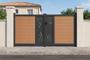 ATHOS VELETA 3m H.160cm teak swing gate with aluminum frame, made of composite wood, with a 3m wide design and aluminum frame main_image thumbnail