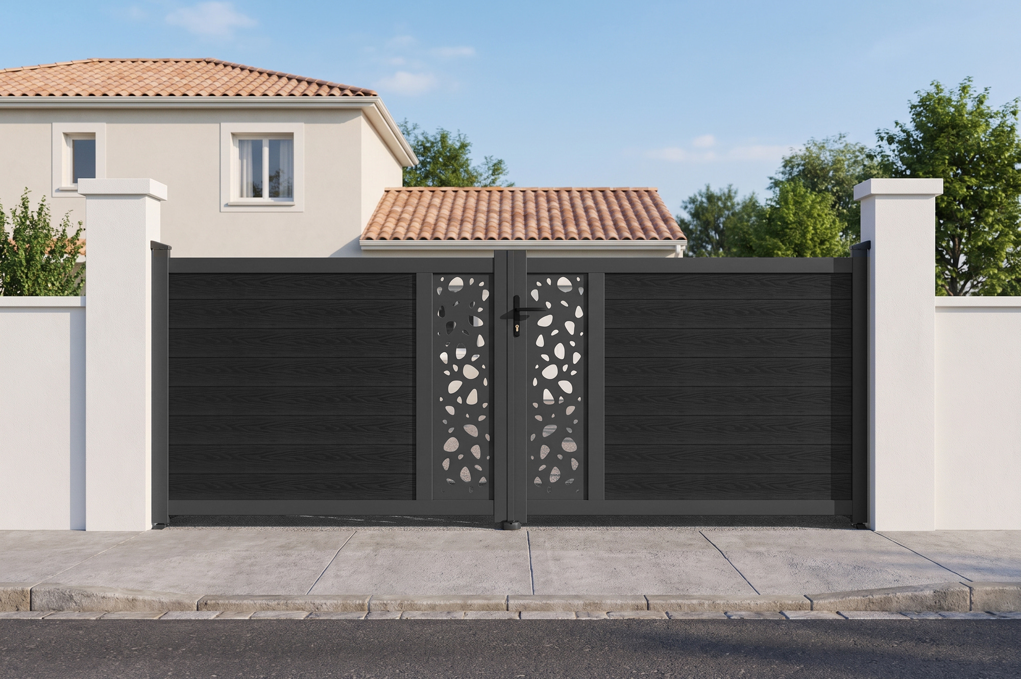 ATHOS SUNNY 3.5m H.140cm Anthracite Grey Swing Gate with Aluminum Frame main_image
