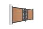 Portail bois composite battant design 3,5m ATHOS SUNNY H.140cm teck avec cadre aluminium thumbnail 3