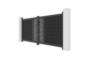 ATHOS ARLBERG 3.5m H.140cm Anthracite Grey Composite Wood Swing Gate with Aluminum Frame 4