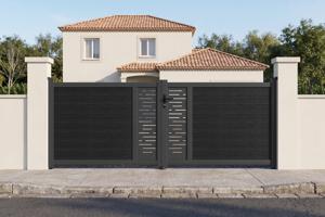 ATHOS ARLBERG 3.5m H.140cm Anthracite Grey Composite Wood Swing Gate with Aluminum Frame main image