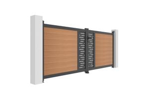 ATHOS ARLBERG 3.5m H.140cm teak composite wood swing gate with aluminum frame 3
