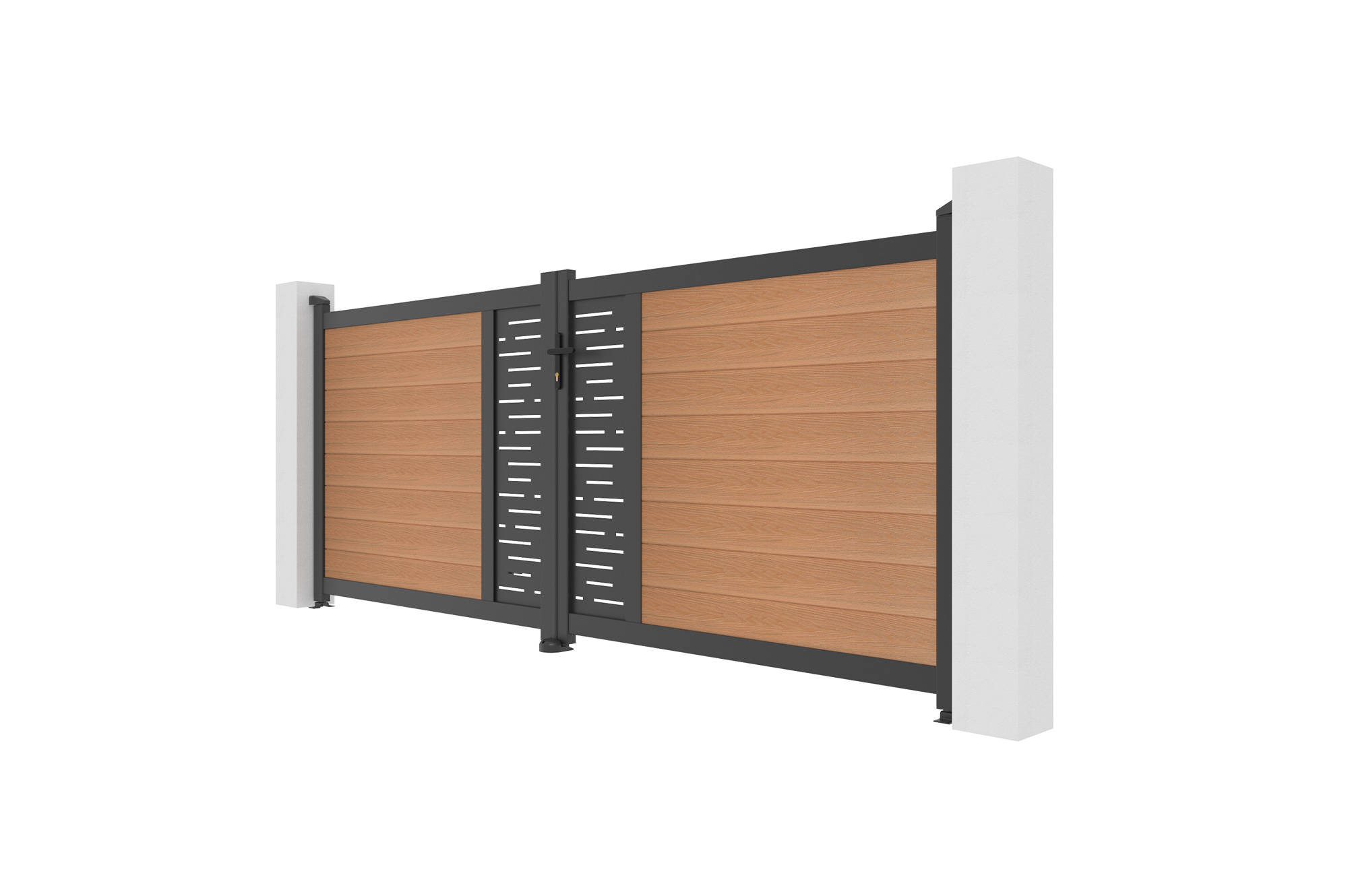 ATHOS ARLBERG 3.5m H.140cm teak composite wood swing gate with aluminum frame 4