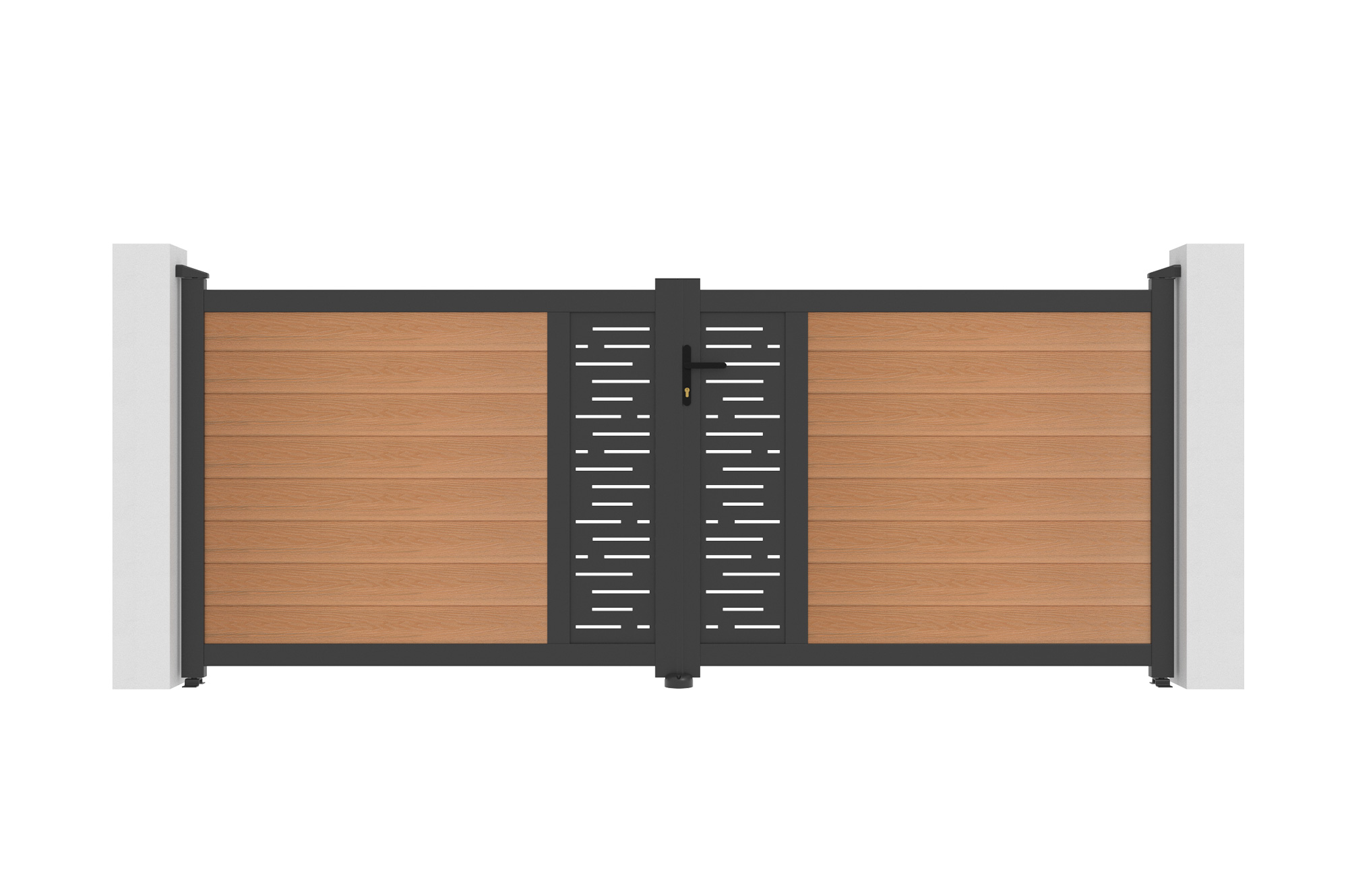 ATHOS ARLBERG 3.5m H.140cm teak composite wood swing gate with aluminum frame 2