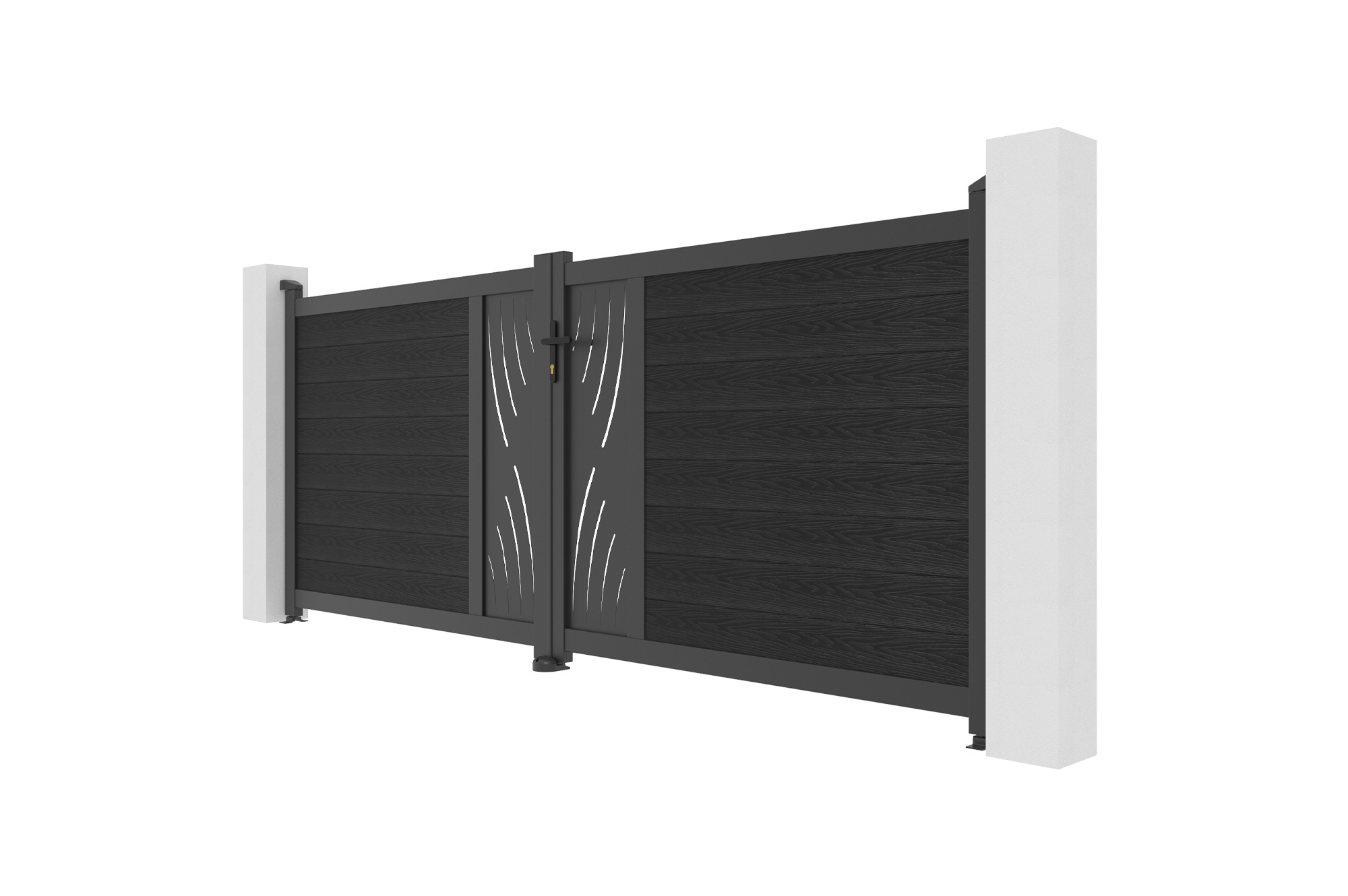 ATHOS VELETA 3.5m H.140cm Anthracite Grey Composite Wood Swing Gate with Aluminum Frame 4