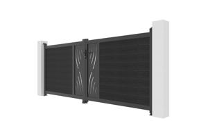 ATHOS VELETA 3.5m H.140cm Anthracite Grey Composite Wood Swing Gate with Aluminum Frame 4