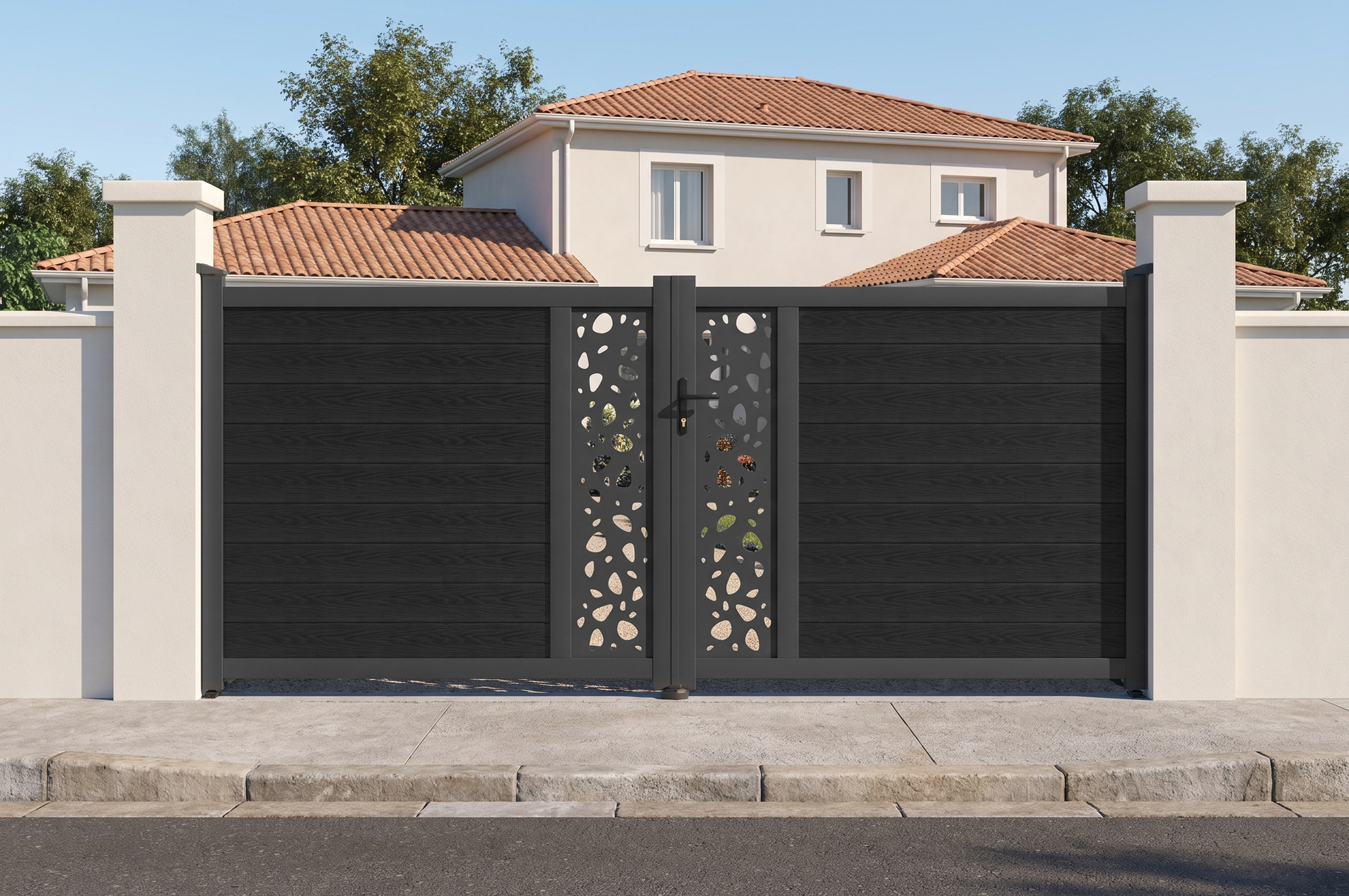 ATHOS SUNNY 3.5m H.160cm Anthracite Grey Swing Gate with Aluminum Frame main_image