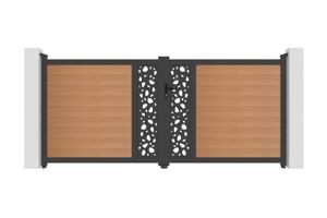 ATHOS SUNNY 3.5m H.160cm teak composite wood swing gate with aluminum frame 2