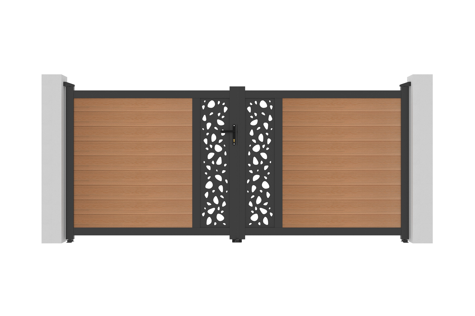 ATHOS SUNNY 3.5m H.160cm teak composite wood swing gate with aluminum frame 8