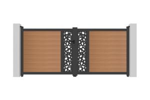 ATHOS SUNNY 3.5m H.160cm teak composite wood swing gate with aluminum frame 8