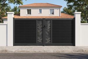 ATHOS ARLBERG 3.5m H.160cm Anthracite Grey Composite Wood Swing Gate with Aluminum Frame main image