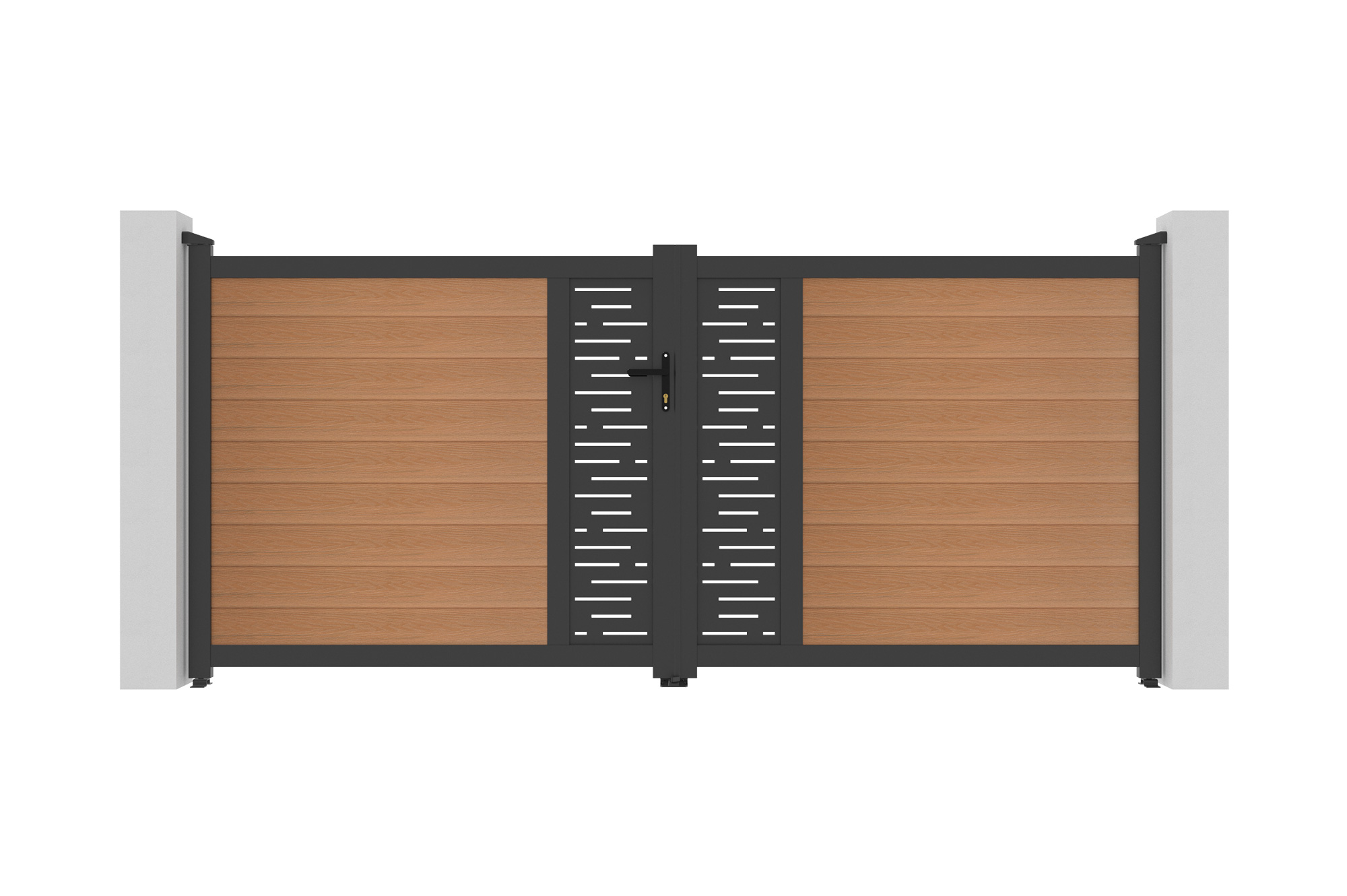 ATHOS ARLBERG 3.5m H.160cm teak composite wood swing gate with aluminum frame 8