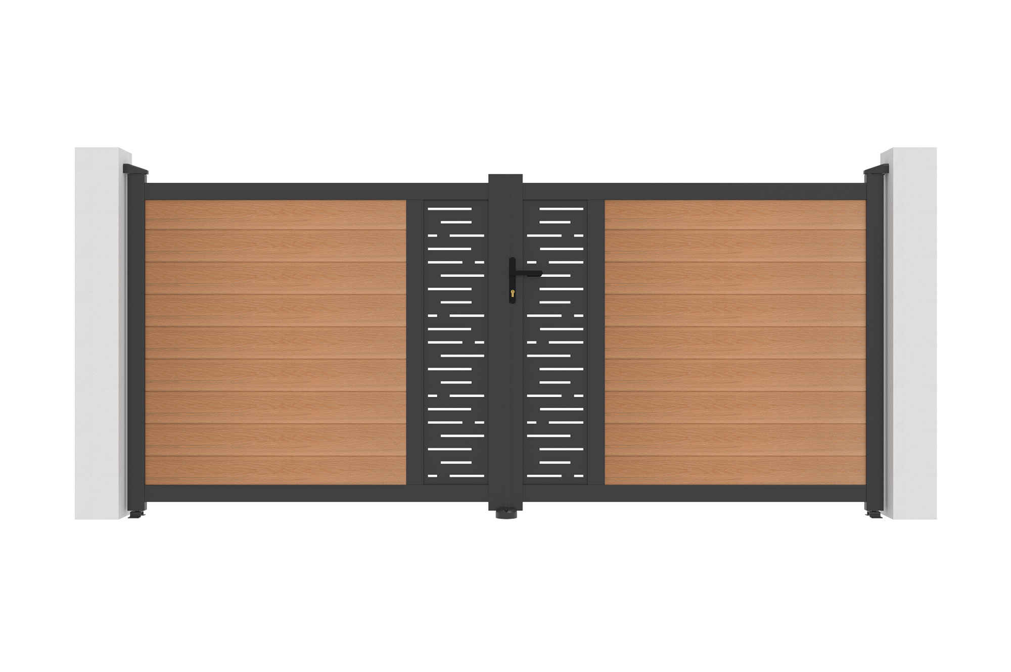ATHOS ARLBERG 3.5m H.160cm teak composite wood swing gate with aluminum frame 2