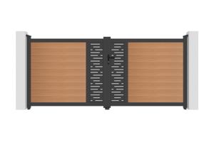 ATHOS ARLBERG 3.5m H.160cm teak composite wood swing gate with aluminum frame 2