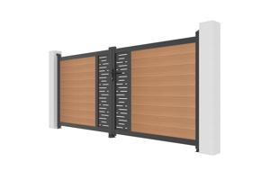 ATHOS ARLBERG 3.5m H.160cm teak composite wood swing gate with aluminum frame 4