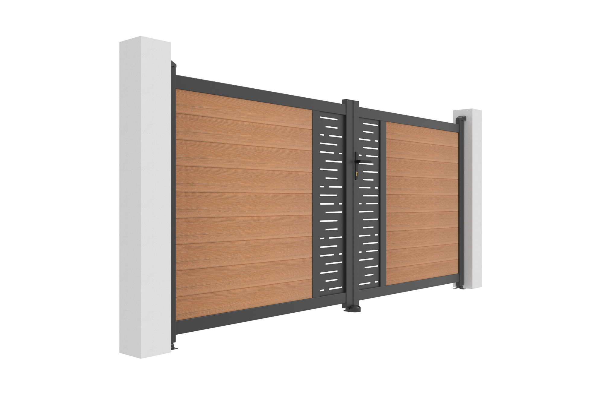 ATHOS ARLBERG 3.5m H.160cm teak composite wood swing gate with aluminum frame 3