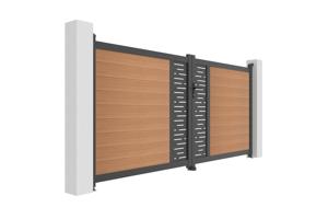 ATHOS ARLBERG 3.5m H.160cm teak composite wood swing gate with aluminum frame 3