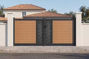 ATHOS ARLBERG 3.5m H.160cm teak composite wood swing gate with aluminum frame main image