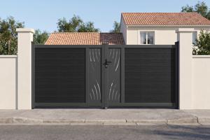 ATHOS VELETA 3.5m H.160cm Anthracite Grey Swing Gate with Aluminum Frame main image