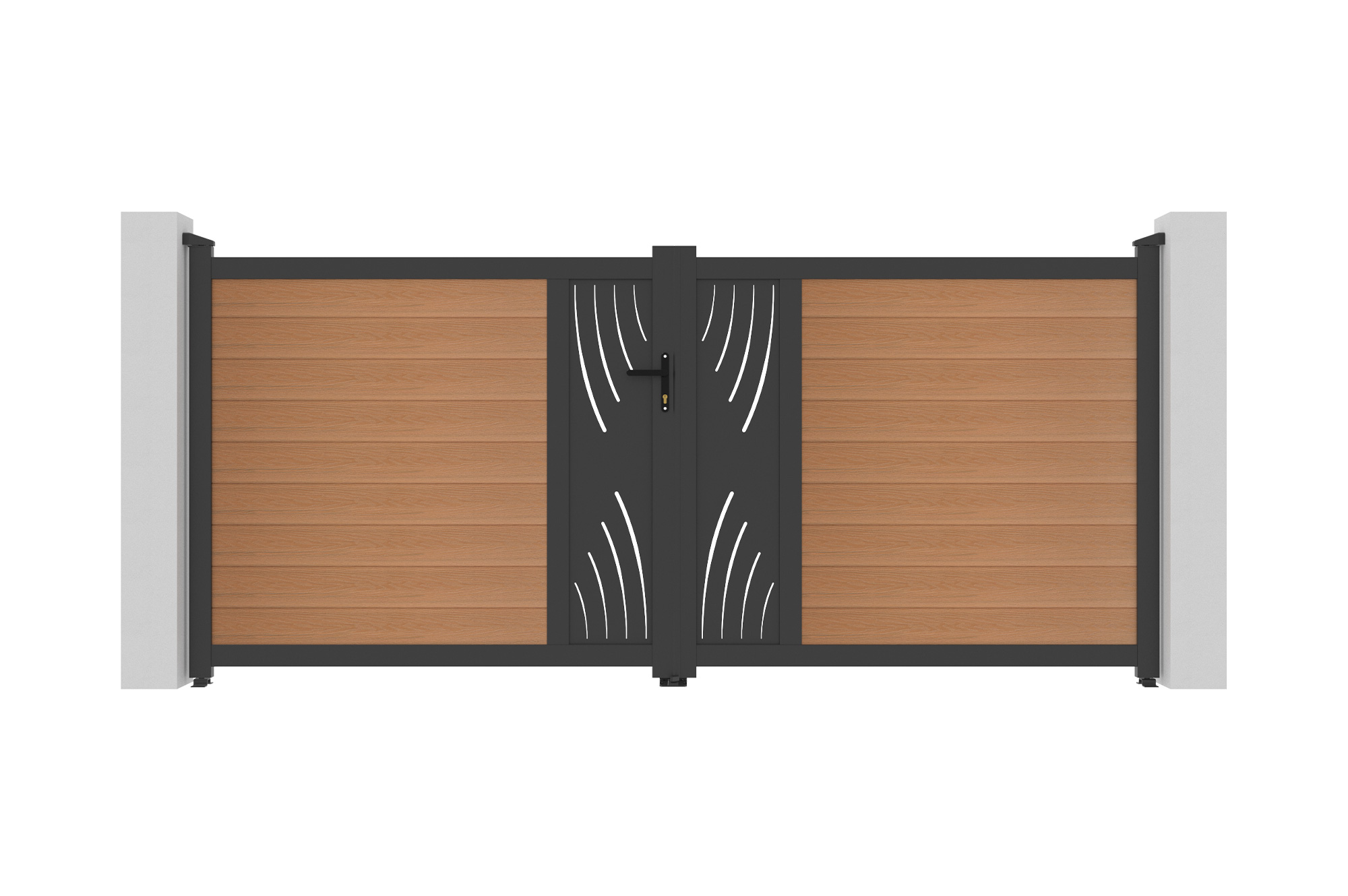 ATHOS VELETA 3.5m H.160cm teak composite wood swing gate with aluminum frame 8