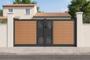 ATHOS VELETA 3.5m H.160cm teak composite wood swing gate with aluminum frame main_image thumbnail