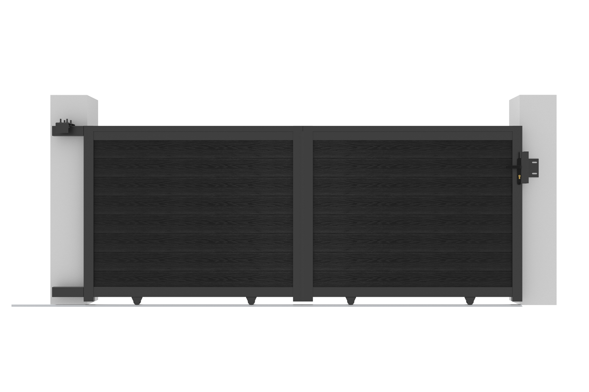 Cancello scorrevole ATHOS in legno massello grigio antracite, altezza 3,5 m (140 cm), con struttura in alluminio e telaio in alluminio. 7