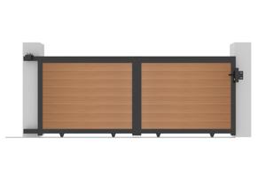 Cancello scorrevole composito in legno massello di teak ATHOS, altezza 3,5 m (140 cm), con telaio in alluminio. 7