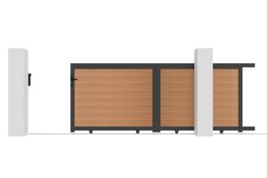Cancello scorrevole composito in legno massello di teak ATHOS, altezza 3,5 m (140 cm), con telaio in alluminio. 6