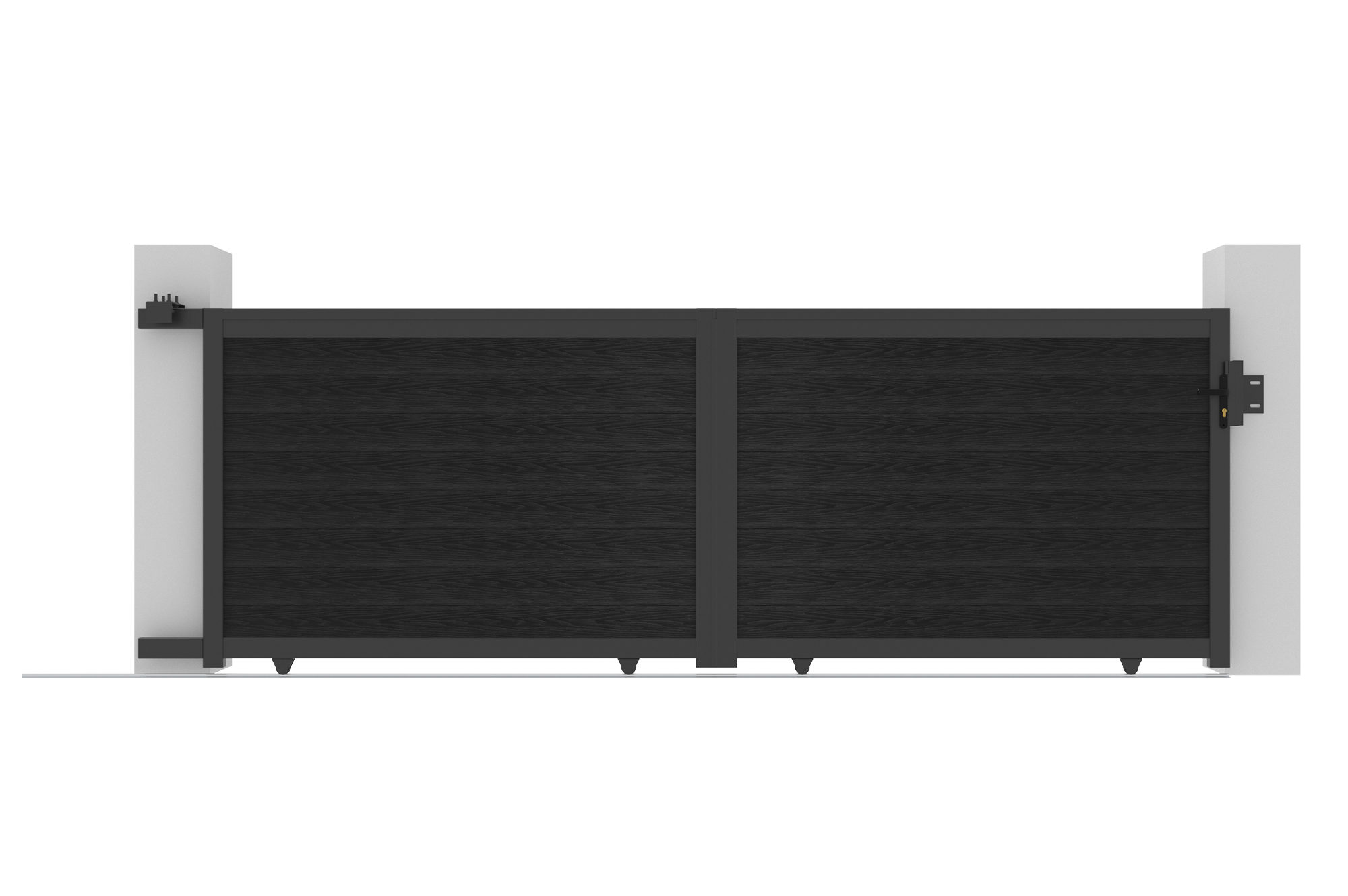 ATHOS 4m H.140cm anthracite grey solid wood sliding composite wood gate with aluminium frame 7
