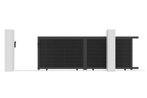 ATHOS 4m H.140cm anthracite grey solid wood sliding composite wood gate with aluminium frame 6