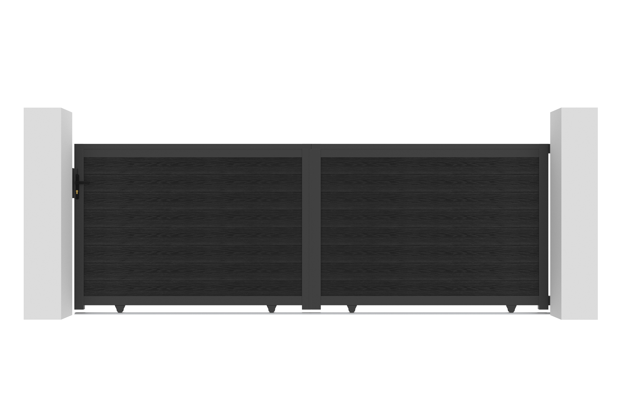 ATHOS 4m H.140cm anthracite grey solid wood sliding composite wood gate with aluminium frame 2