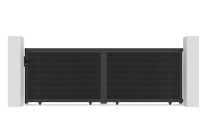 ATHOS 4m H.140cm anthracite grey solid wood sliding composite wood gate with aluminium frame 2