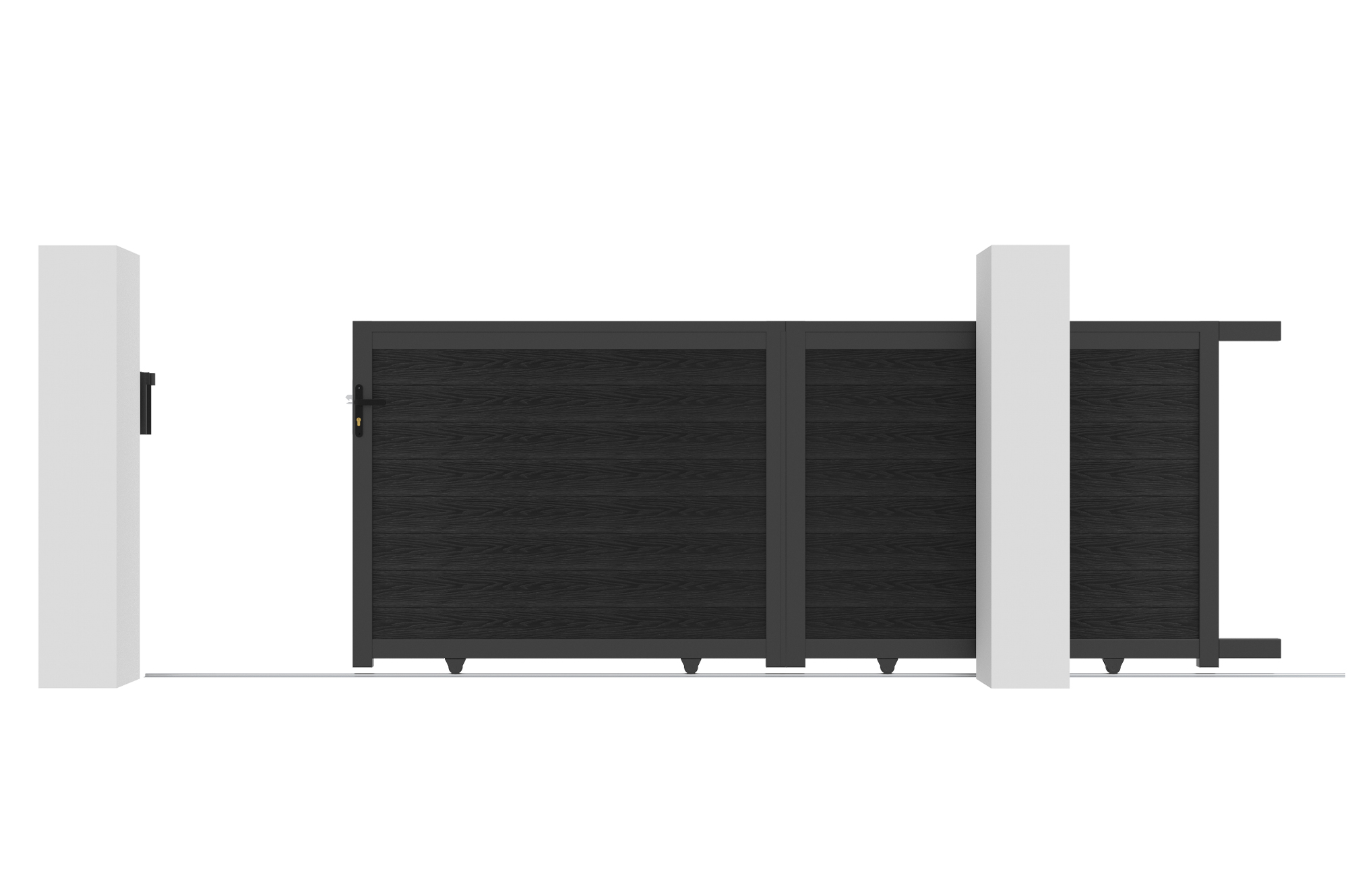 ATHOS 3.5m H.160cm anthracite grey solid wood sliding composite wood gate with aluminium frame 6