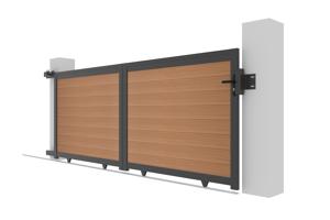 Puerta corredera de composite de madera maciza ATHOS de 3,5 m de altura y 160 cm de alto, con marco de aluminio. 8