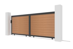 ATHOS 4m H.160cm solid teak sliding composite wood gate with aluminum frame 3