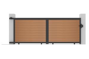 ATHOS 4m H.160cm solid teak sliding composite wood gate with aluminum frame 7
