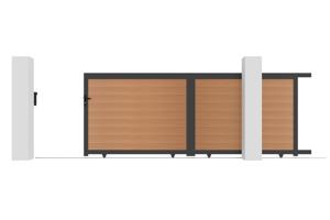 ATHOS 4m H.160cm solid teak sliding composite wood gate with aluminum frame 6