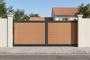 ATHOS 4m H.160cm solid teak sliding composite wood gate with aluminum frame main_image thumbnail