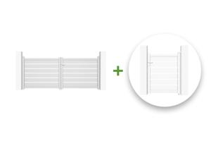 Swing gate 3m VOGEL H.120cm + side gate 1m VOGEL H.120cm white aluminium main_image