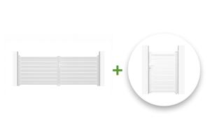 Swing gate 4m VOGEL H.140cm + side gate 1m VOGEL H.140cm white aluminium main_image
