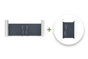 Portail coulissant 4m VELETA H.140cm + Portillon 1m VELETA aluminium gris main_image
