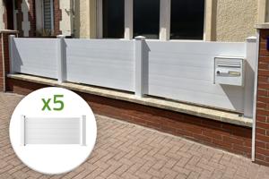 Set med 5 Staket Aluminium Tät 1,9m NIESEN H. 90cm Vit main_image