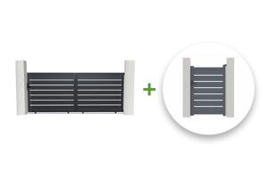 Sliding gate kit 3,5m VOGEL H.140cm + side gate 1m VOGEL H.140cm grey aluminium main_image