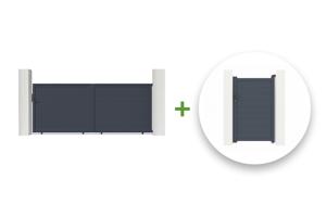 Sliding gate kit 4m EIGER H.160cm + side gate 1m EIGER H.160cm grey aluminium main_image