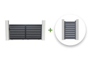 Sliding gate kit 3,5m VOGEL H.160cm + side gate 1m VOGEL H.160cm grey aluminium main_image
